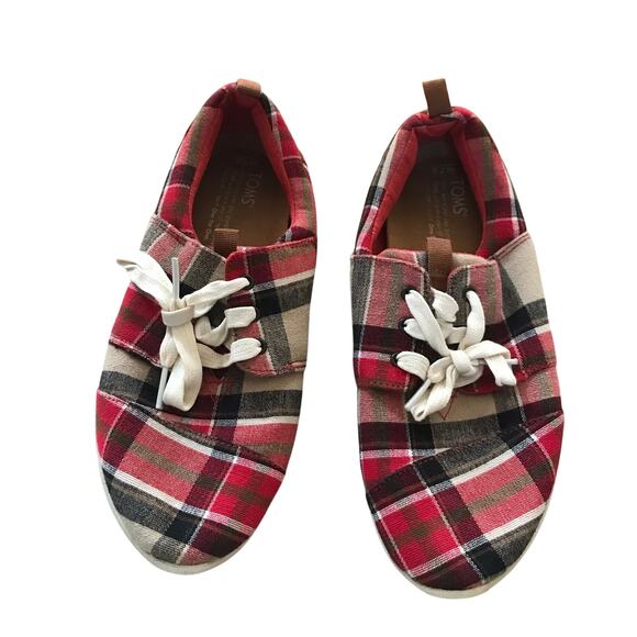 Tom’s tartan plaid laced shoes size 7.5 - Picture 1 of 6